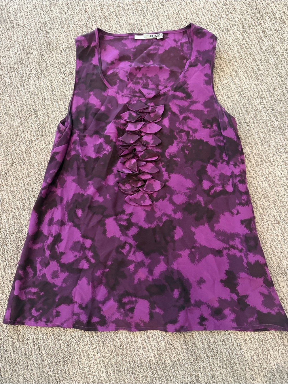 Halogen Purple and Black Ruffle Front Tank Dress